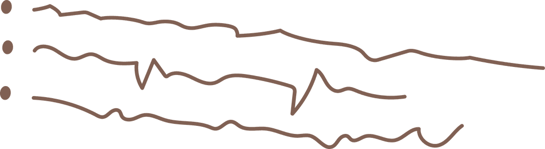 Abstract brown wavy lines on transparent background