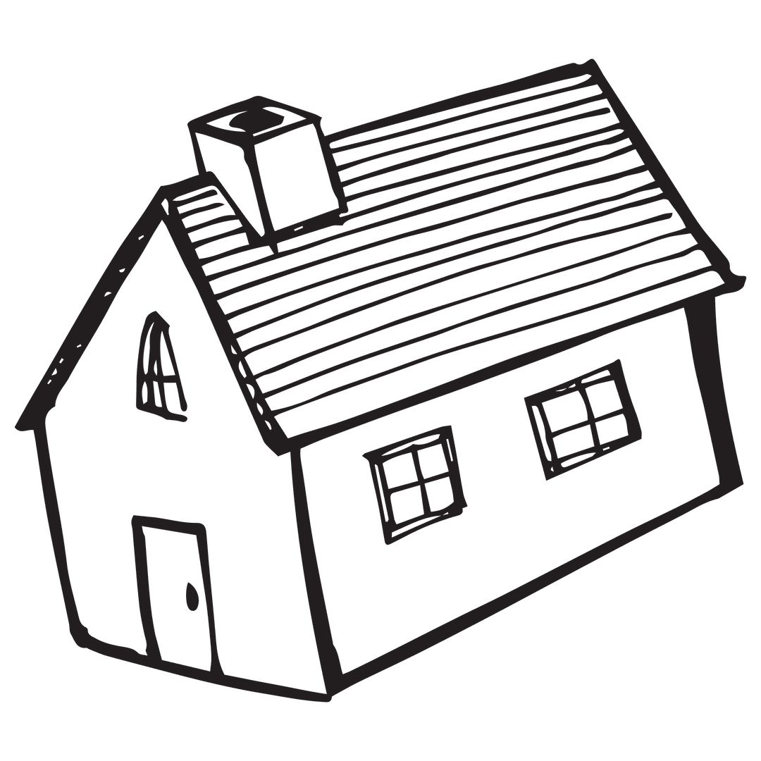 Black House Outline on Transparent Background