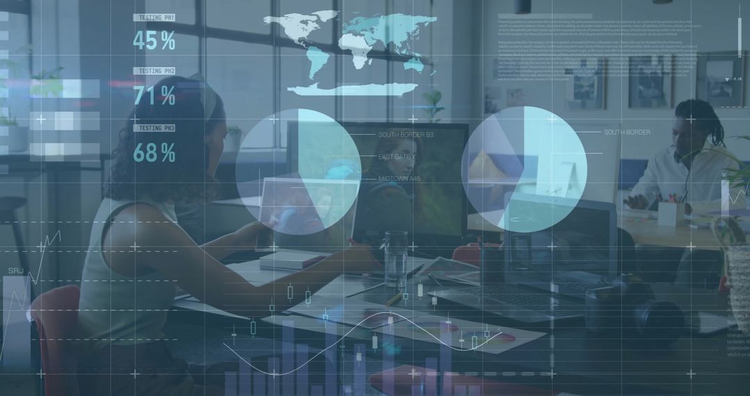 Financial Data Processing Over Diverse Team in Modern Office