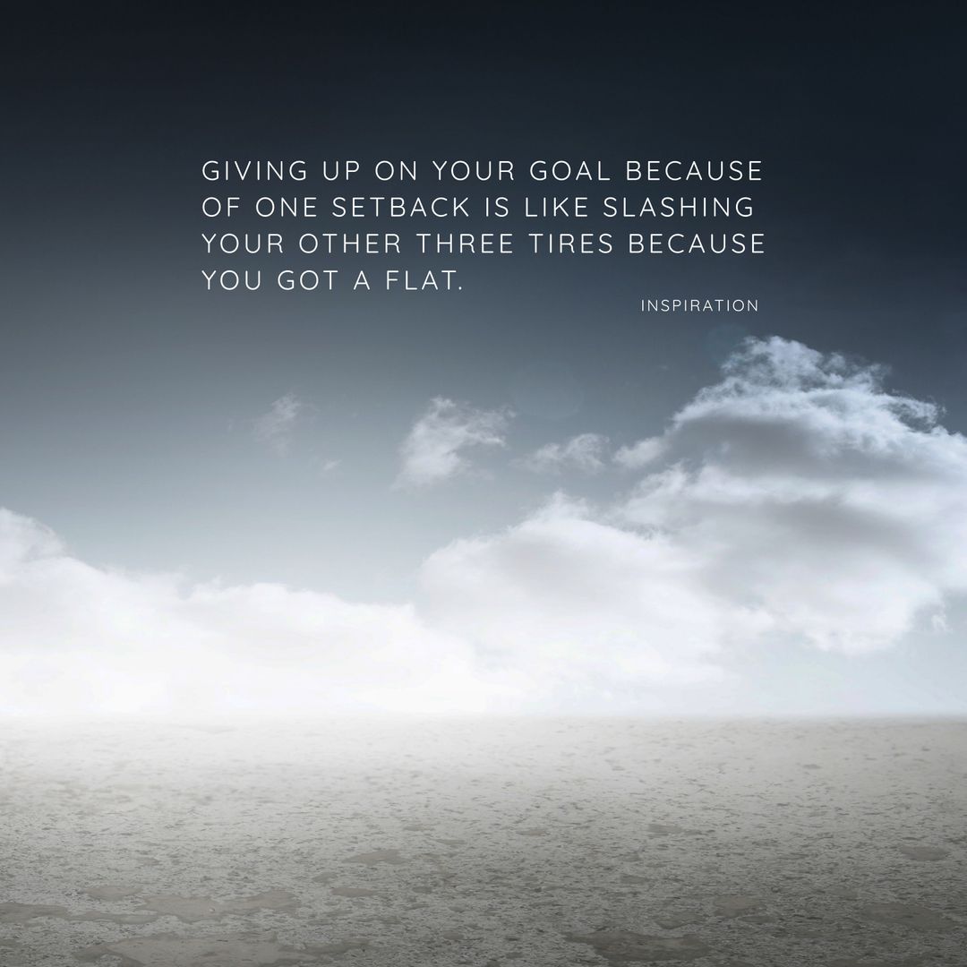 Inspirational Quote Illustrating Setbacks and Persistence with Sky Backdrop