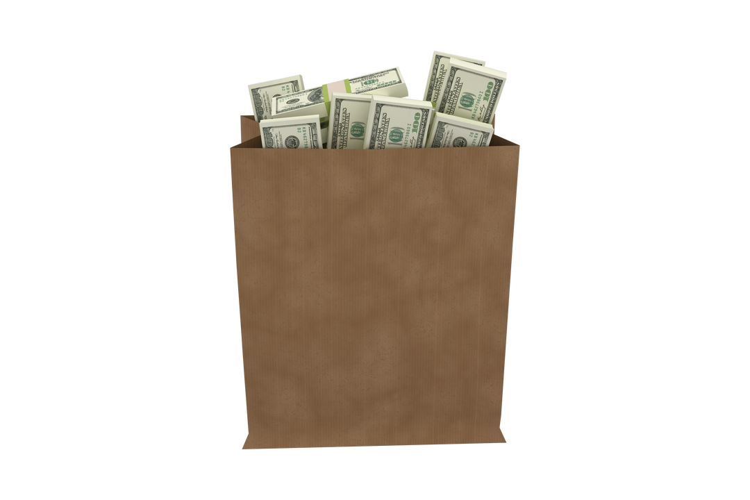 Paper Bag with Dollar Bills Transparent Background Vector - Download Free Stock Images Pikwizard.com