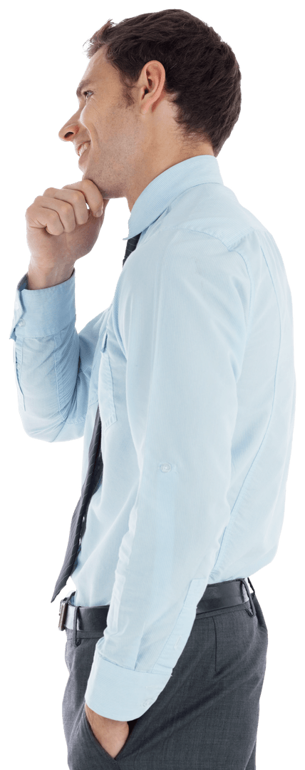 Transparent Side View Businessman Laptop Emotional