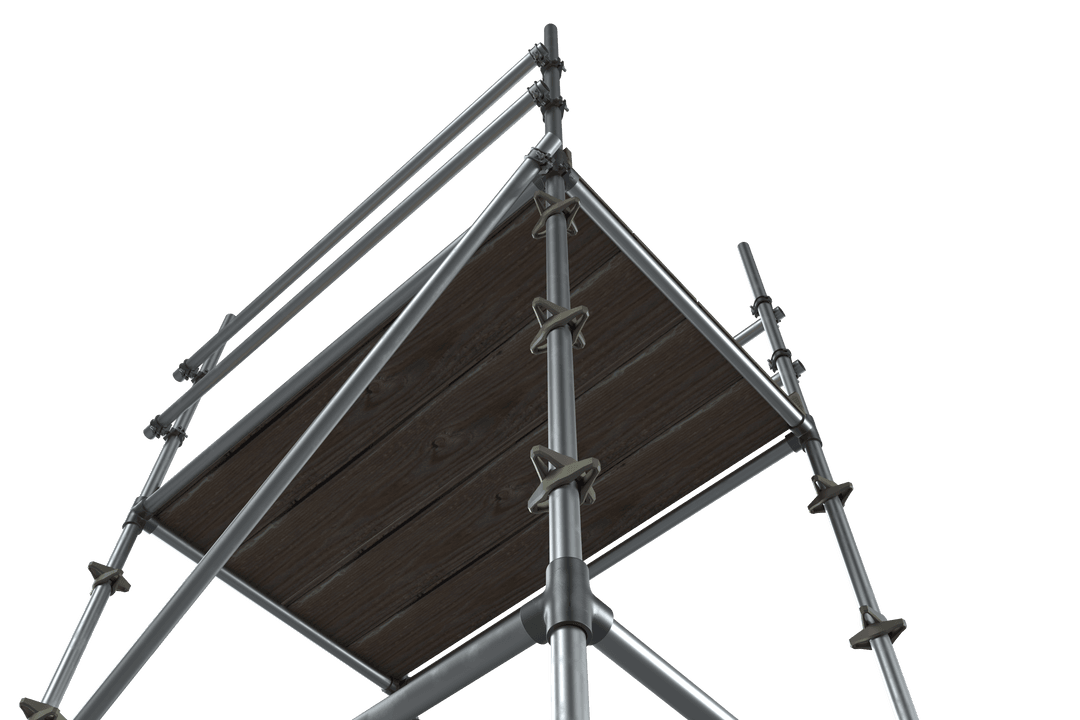 Modern Metal Scaffolding Structure on Transparent Background
