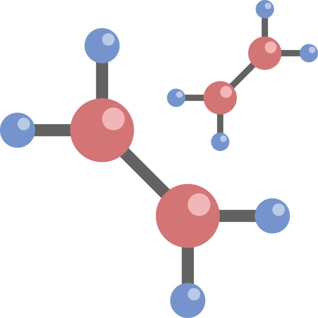 Colorful Transparent Molecules on Clear Background