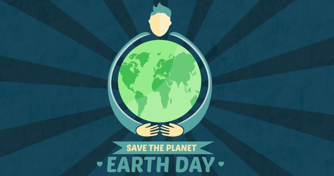 Earth Day Illustration with Hands Hugging the Globe