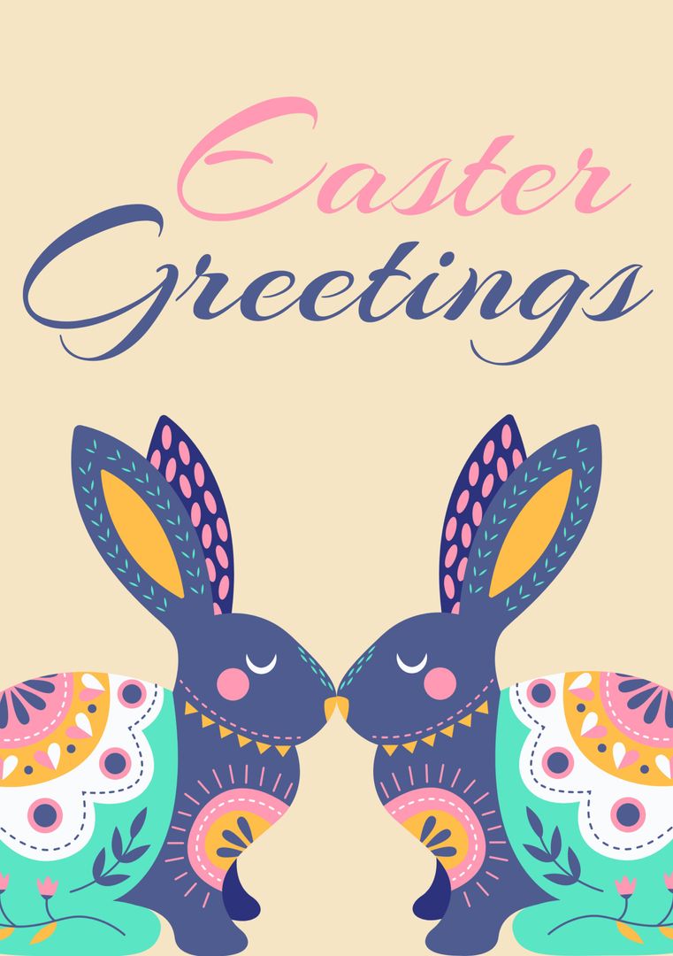 Easter-themed image with vibrant bunnies and eggs for joyful celebrations. - Download Free Stock Templates Pikwizard.com