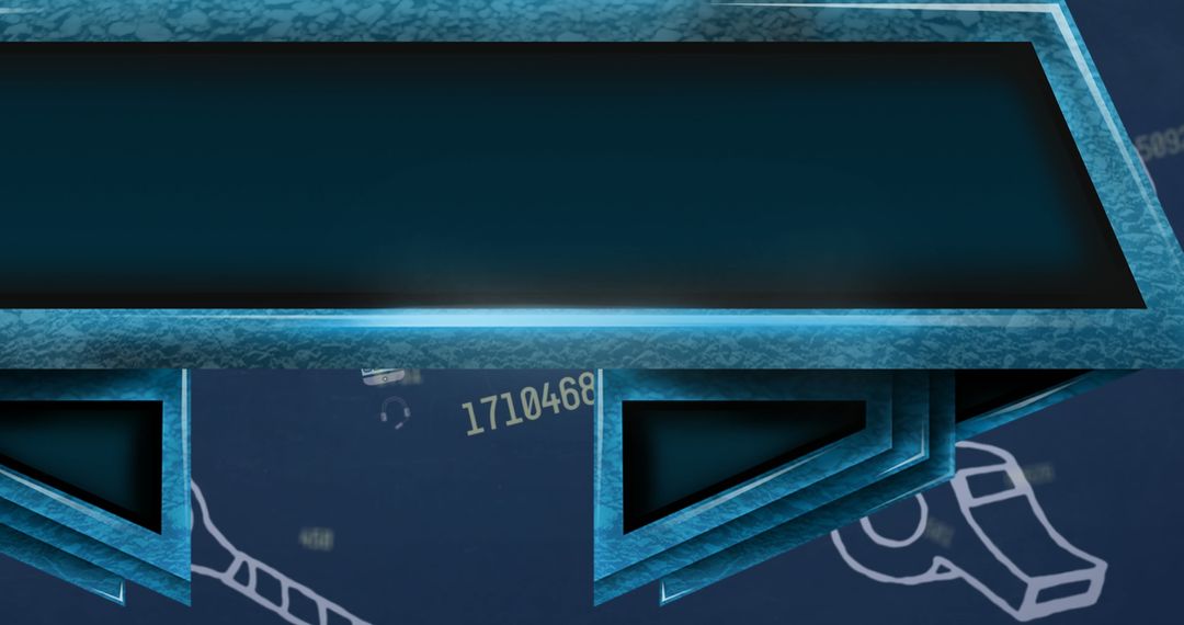 Futuristic Turquoise Hovering Banner with Digital Interface