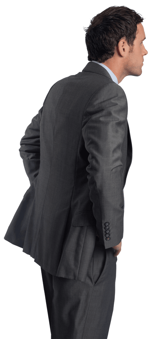 Profile View of Transparent Businessman Standing in Suit