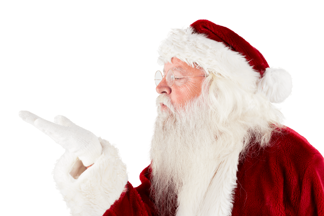 Santa Claus Blowing a Kiss on Transparent Background