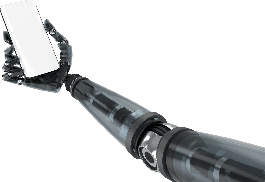 Transparent Robotic Arm Holding Smartphone Technology Vector