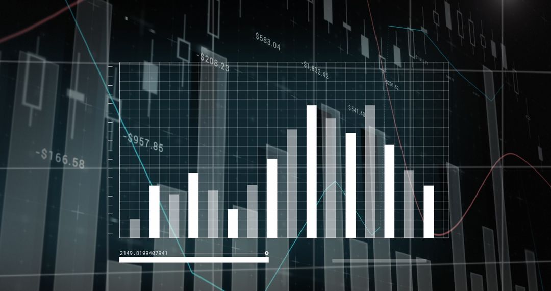 Digital Data Bar Graph over Global Financial Grid