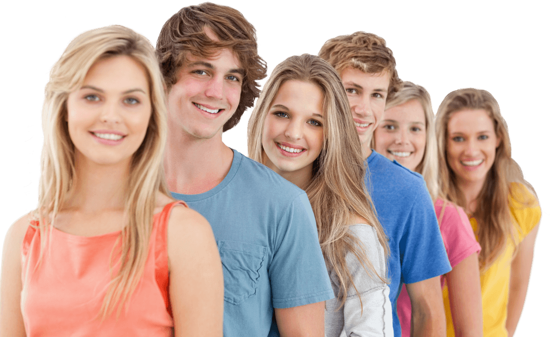 Transparent Group of Smiling Young Adults and Diversity in Casual Clothes