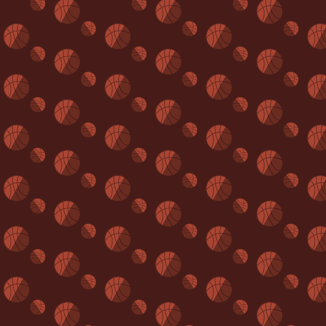 Transparent Basketball Pattern on Brown Background with Vector Balls