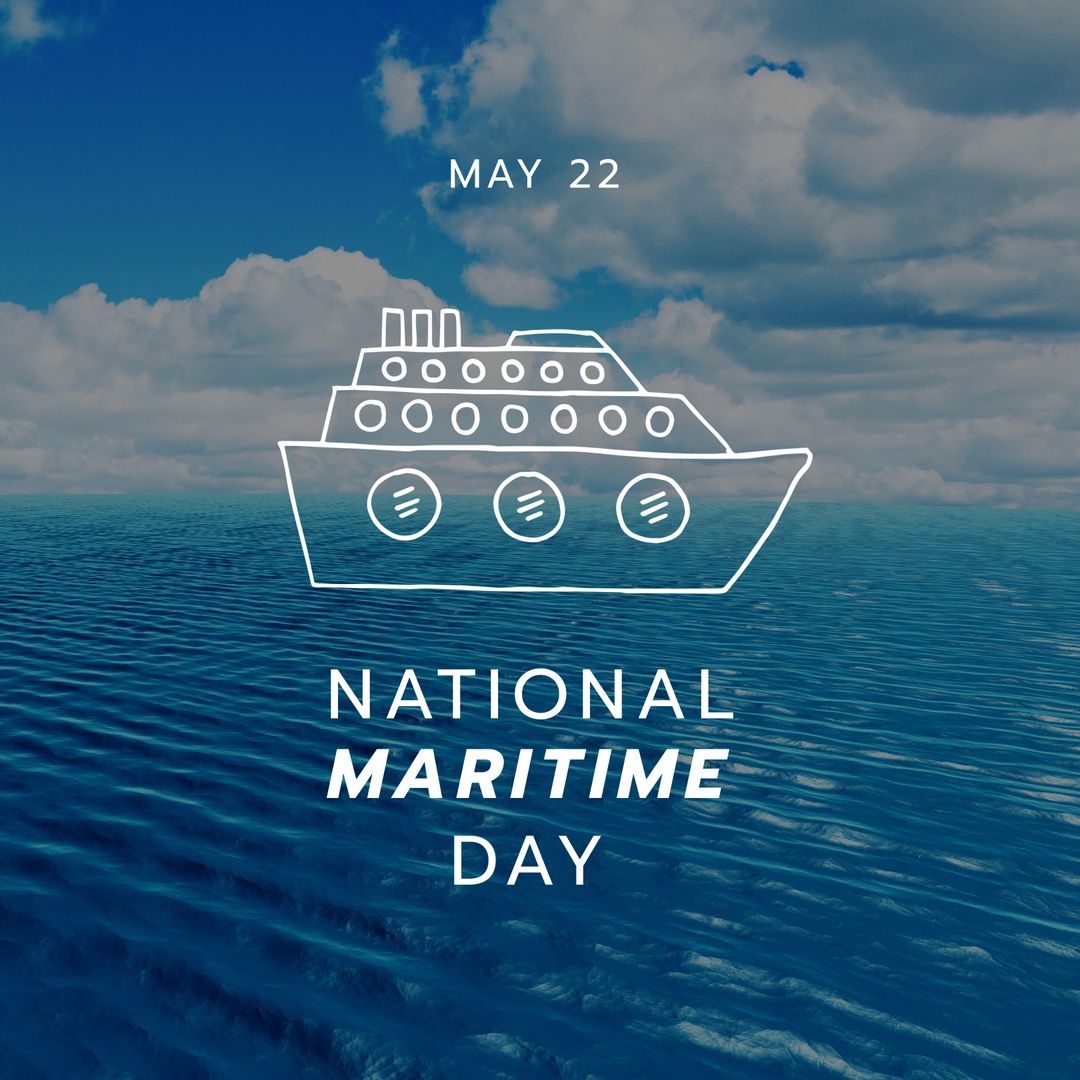 National Maritime Day Celebration with Ship Silhouette