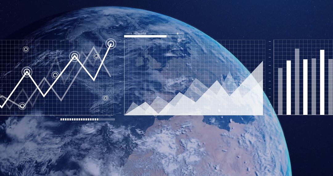 Global Finance and Data Processing Concept over Planet Earth