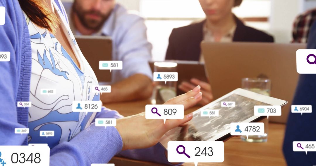 Professional Team Brainstorming with Digital Interfaces in Modern Office