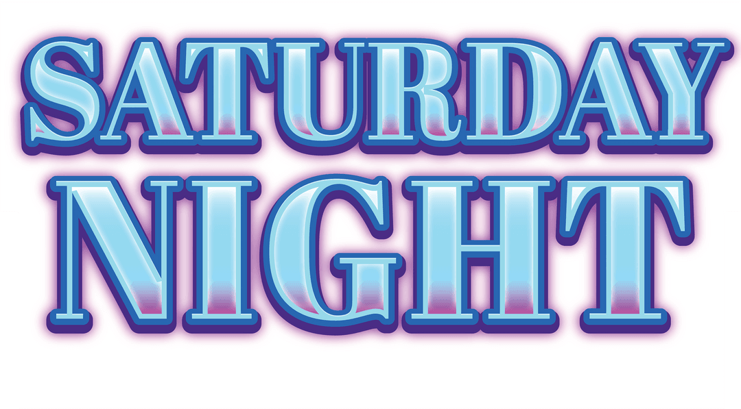 Saturday Night Blue Neon Style Text on Transparent Background