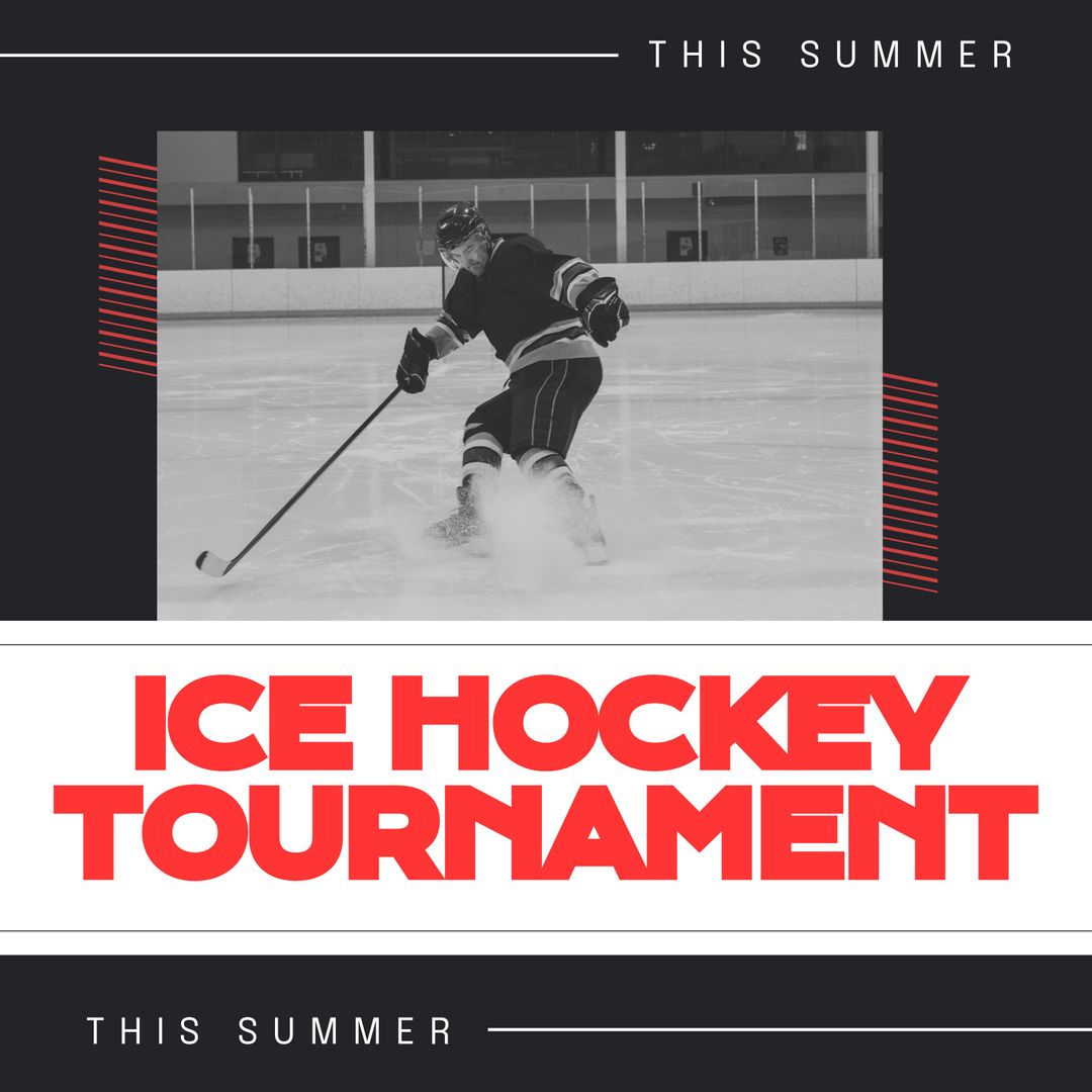 Dynamic Ice Hockey Player Gliding on Ice Rink