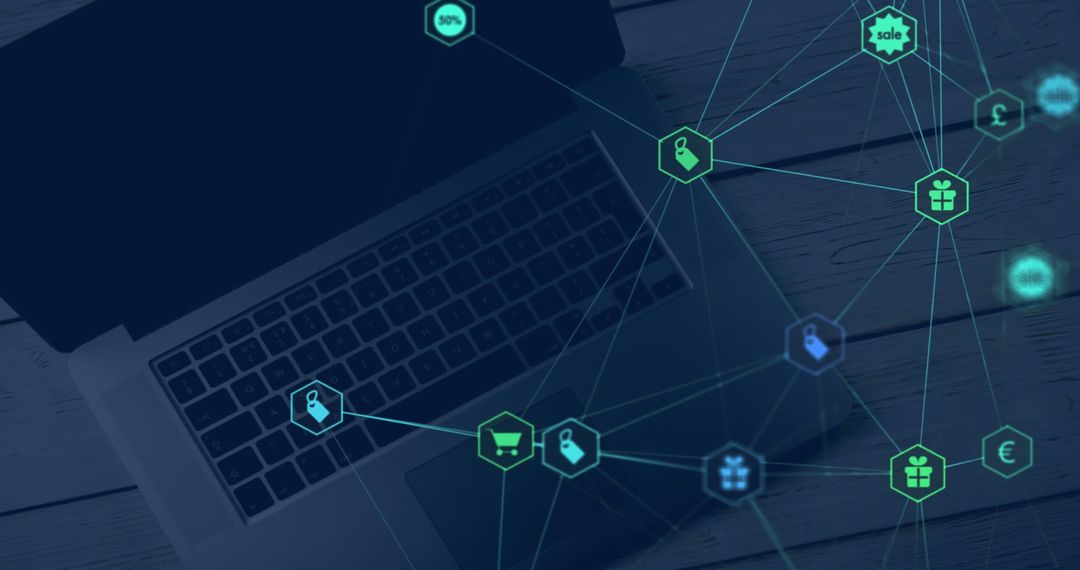 Global Digital Network Concept on Laptop