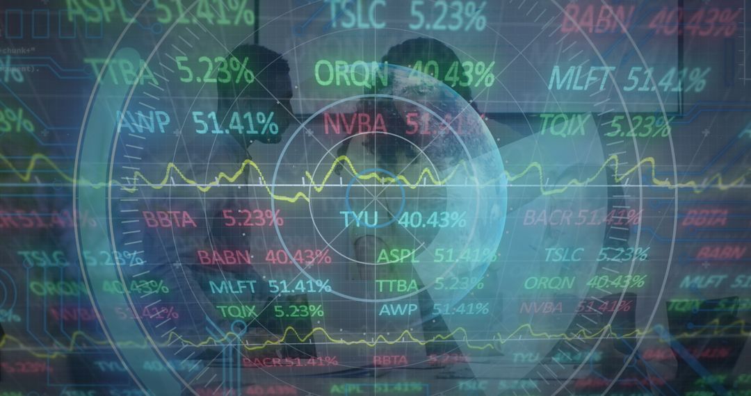 Digital Data Analysis Over Busy Corporate Office Ambience