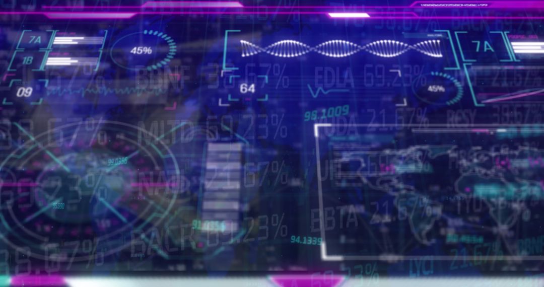 Futuristic HUD Sci-Fi Panel with Holographic Data Visualizations