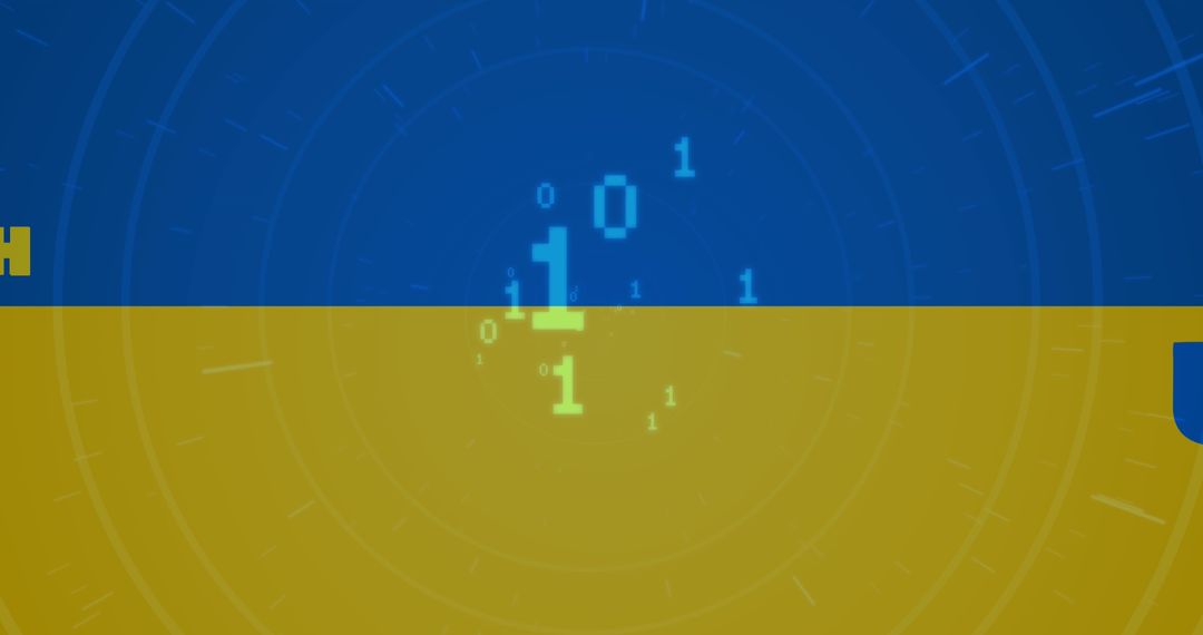 Digital Support for Ukraine with Binary Code Overlay