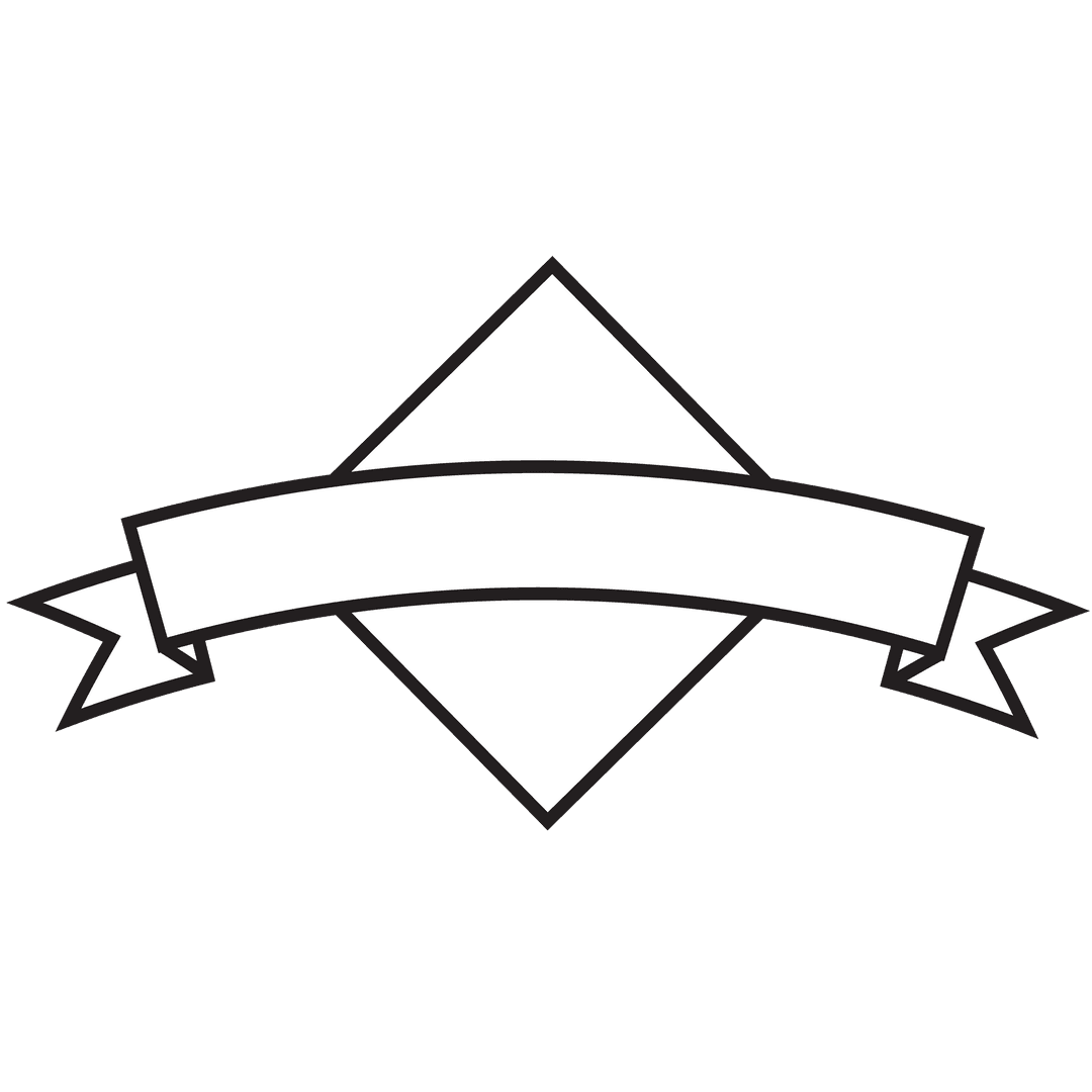 Geometric White Shape with Ribbon on Transparent Background