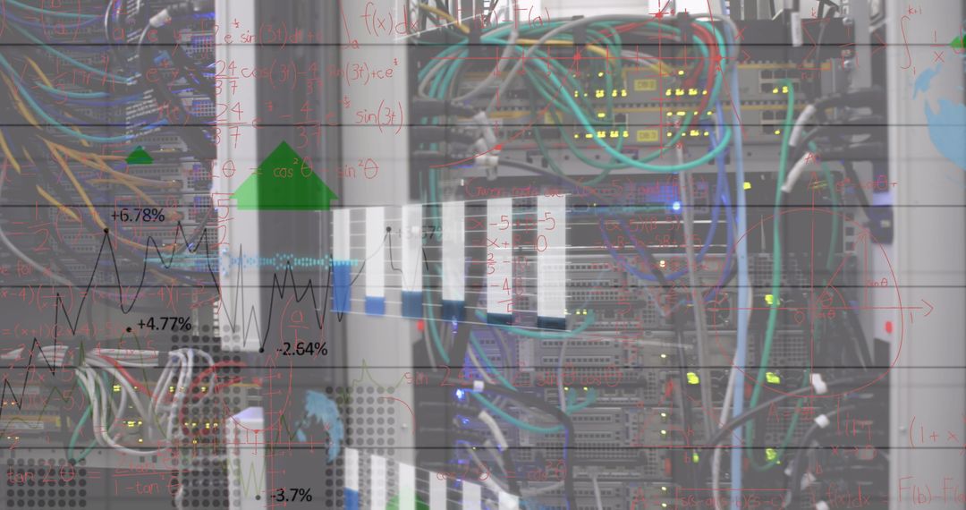 Data Integration in Modern Server Room with Digital Overlay