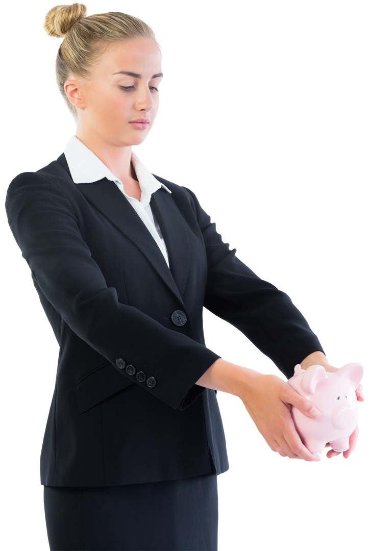 Businesswoman Holding Transparent Piggy Bank - Download Free Stock Images Pikwizard.com