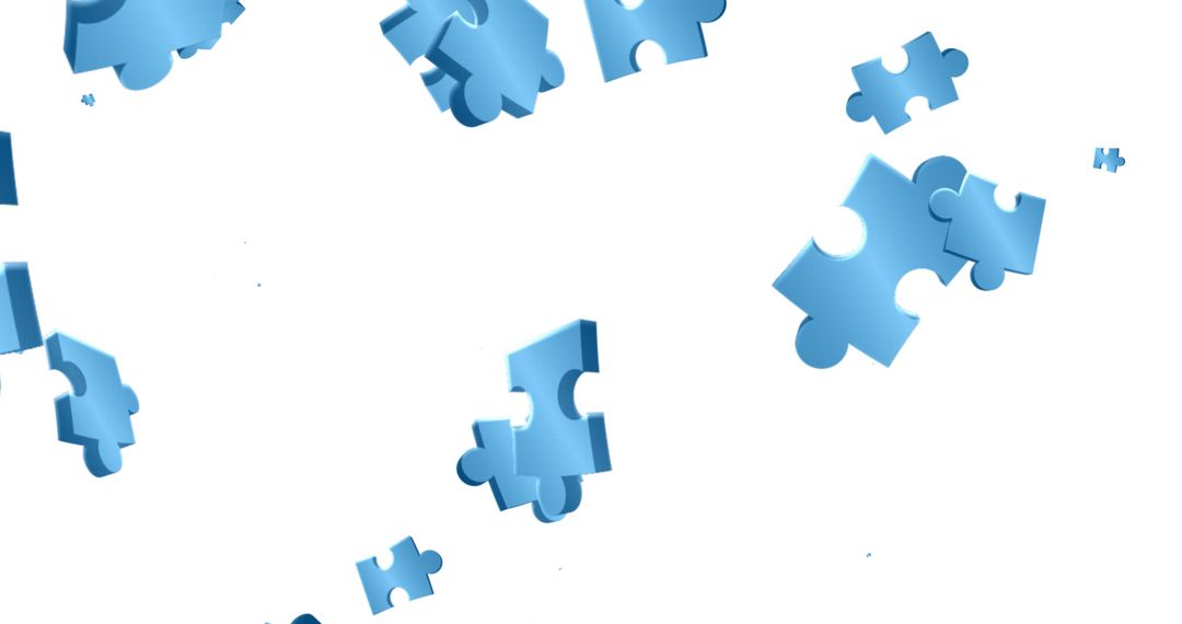 Floating Blue Puzzle Pieces on White Background Highlighting Games Concept