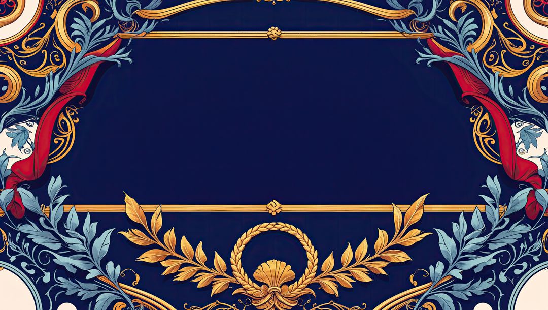 Baroque Frame with Gold Filigree and Red Drapery