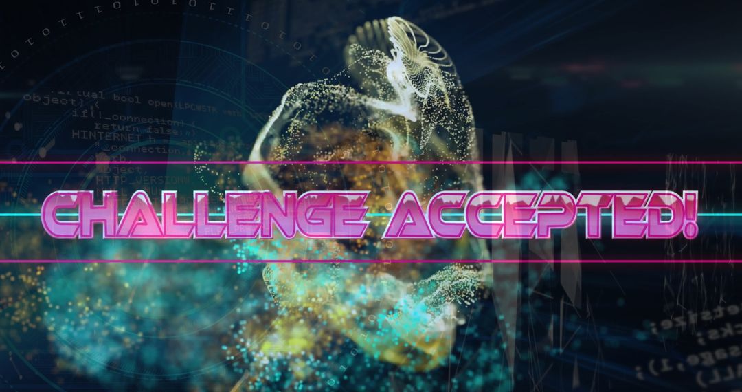 Futuristic Challenge Accepted Neon Text Concept Design