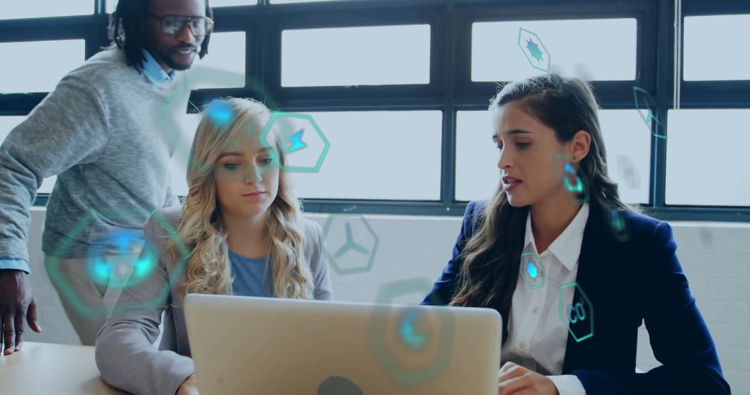 Diverse Business Team Collaborating on Green Data Solution