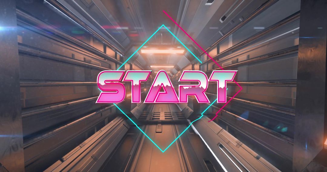 Retro Futuristic Start Screen with Digital Tunnel