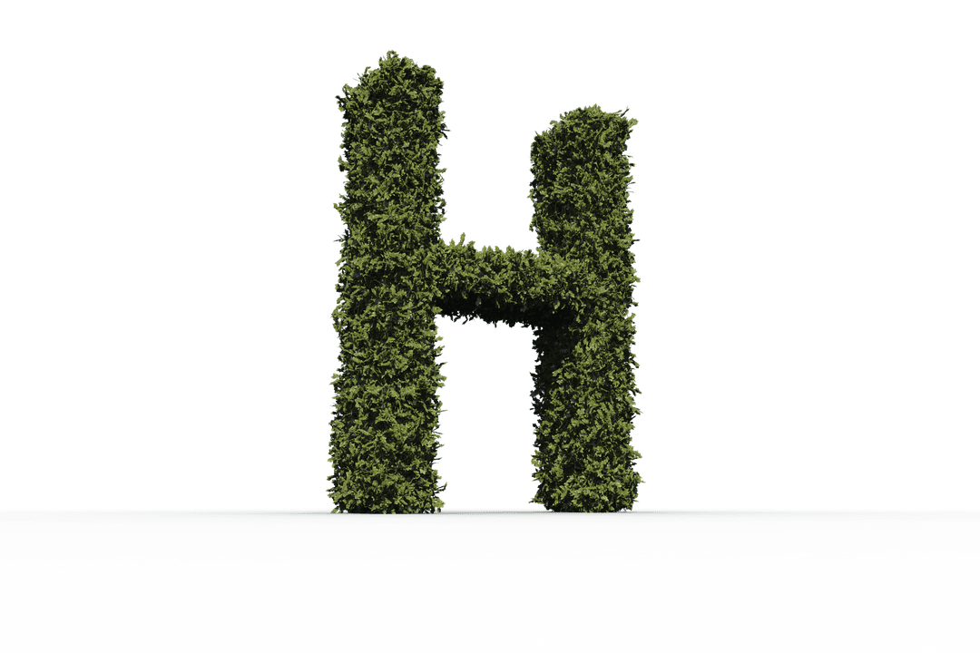 Transparent Green Leafy Letter H Design for Creative Projects