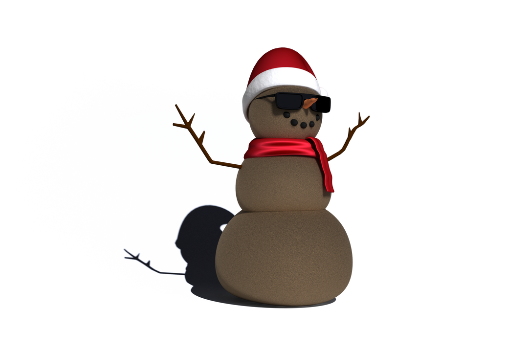 Cool Snowman with Sunglasses Wearing Santa Hat and Red Scarf Transparent Background - Download Free Stock Images Pikwizard.com