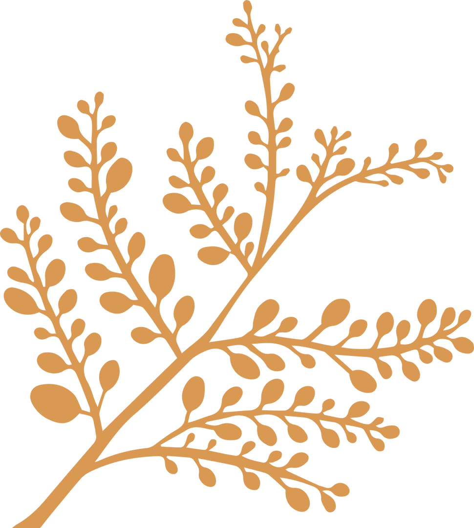 Golden Branch Illustration with Transparent Background in Flat Design