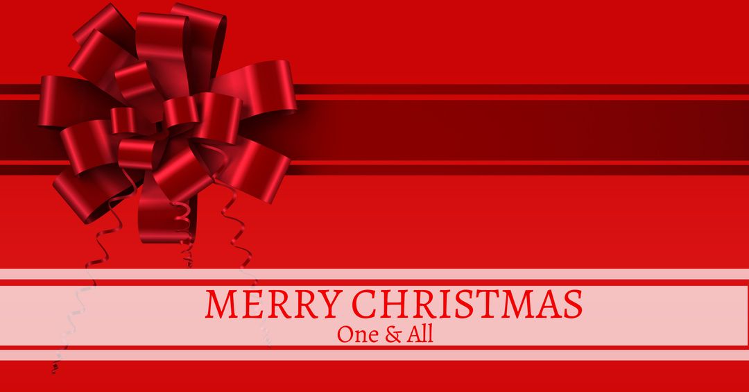 Festive Red Christmas Greeting Card with Bow Decoration