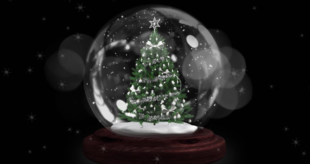 Sparkling Christmas Tree in Snow Globe with Magical Light Trails - Free Images, Stock Photos and Pictures on Pikwizard.com