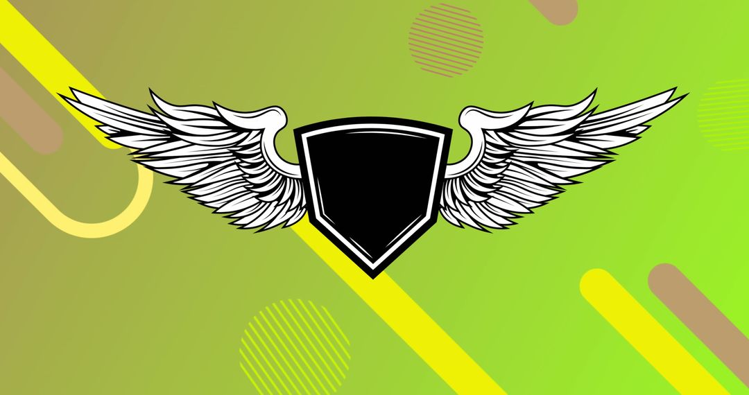 Winged Shield on Neon Green Background with Copy Space