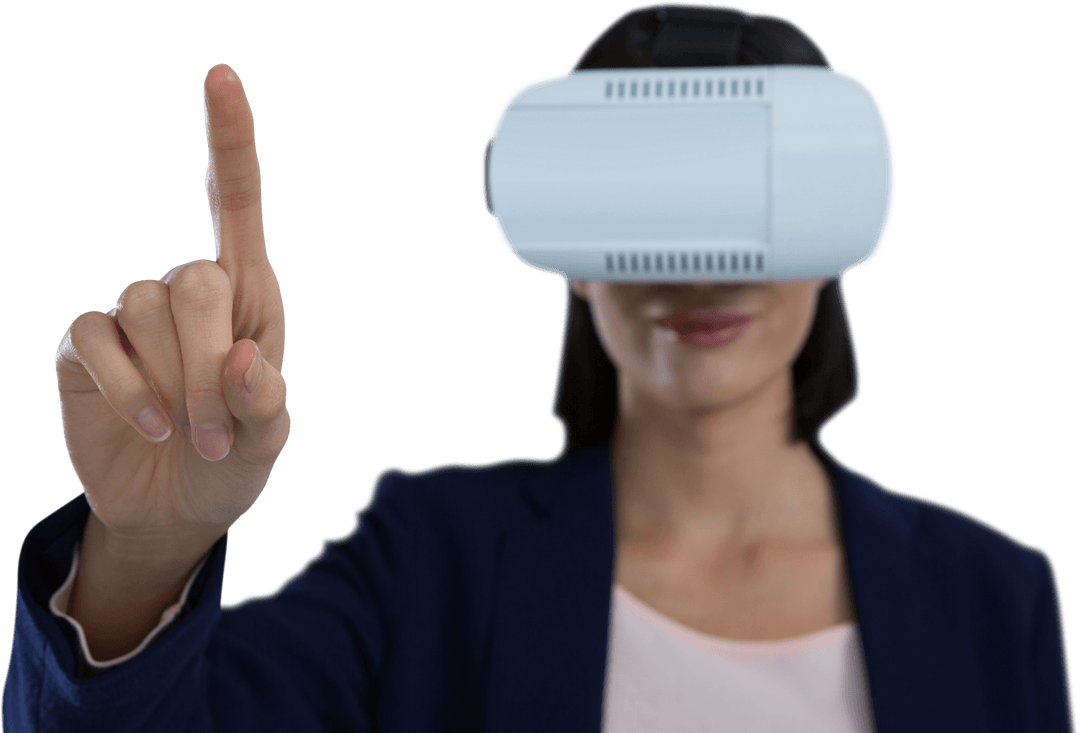 Transparent Businesswoman Using Virtual Reality Technology