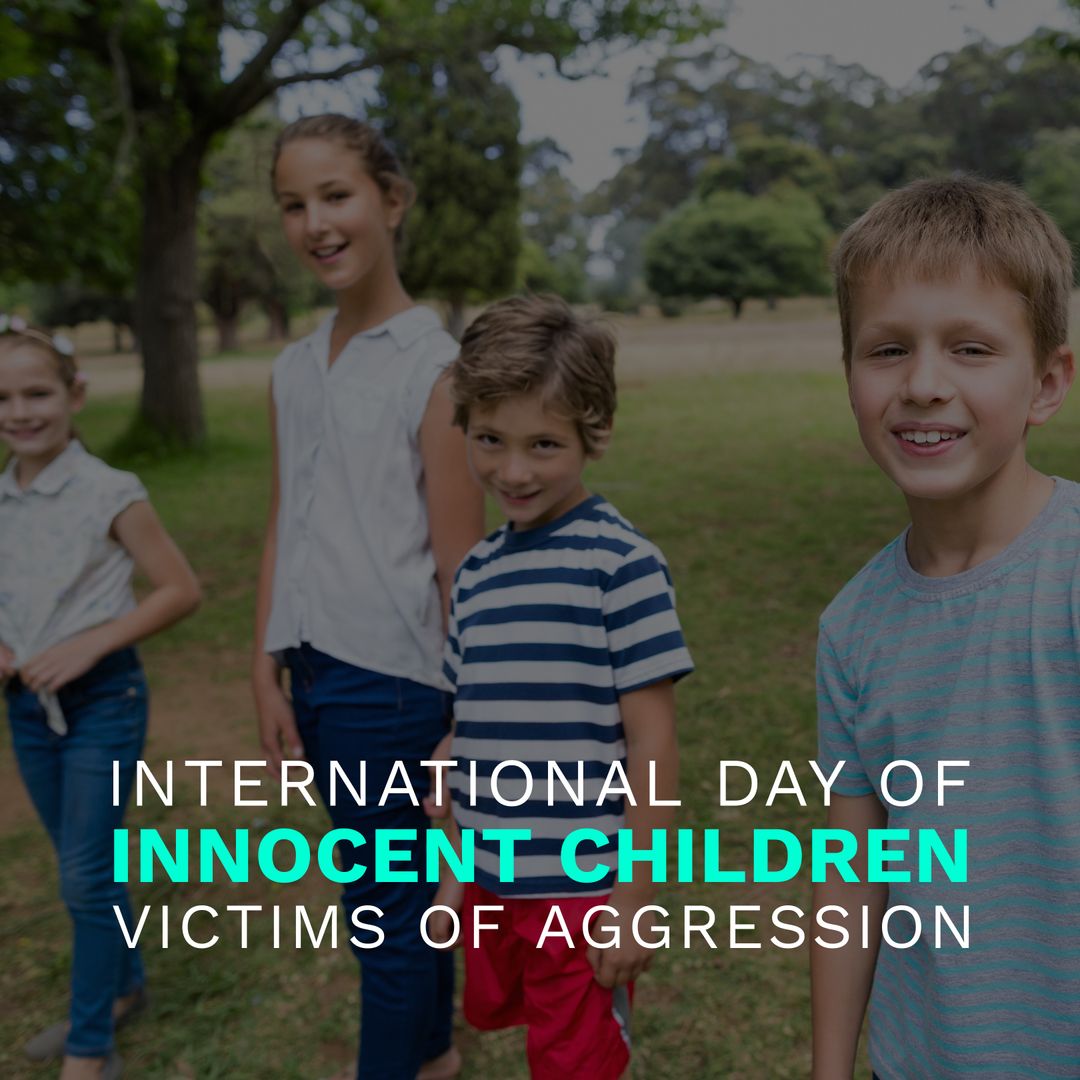 Smiling Children Supporting International Day Against Aggression
