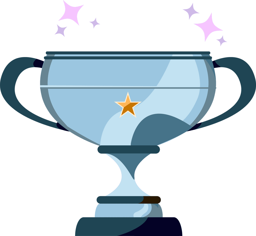 Elegant Metallic Trophy with Gold Star on Transparent Background