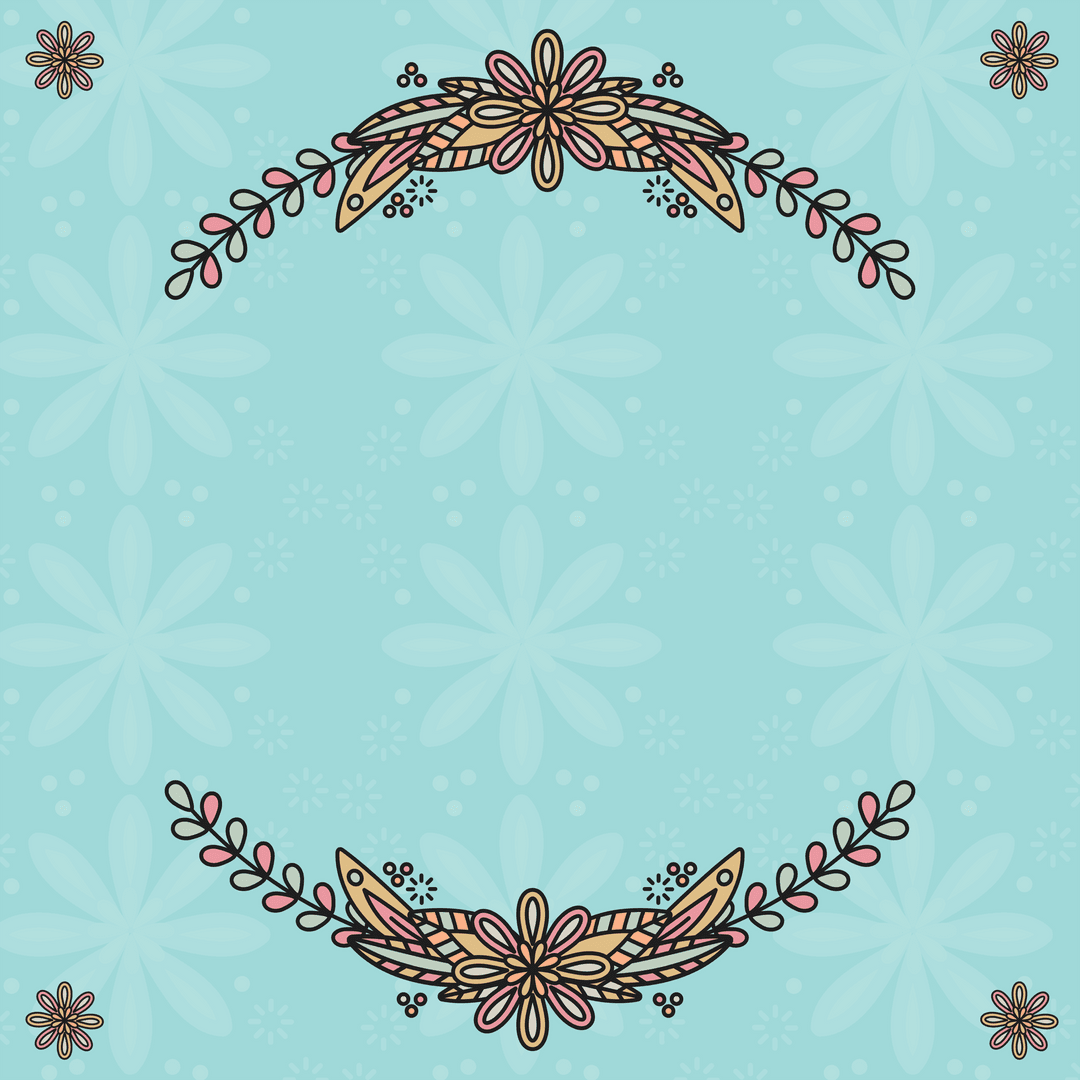 Abstract Floral Pattern with Blue Transparent Background