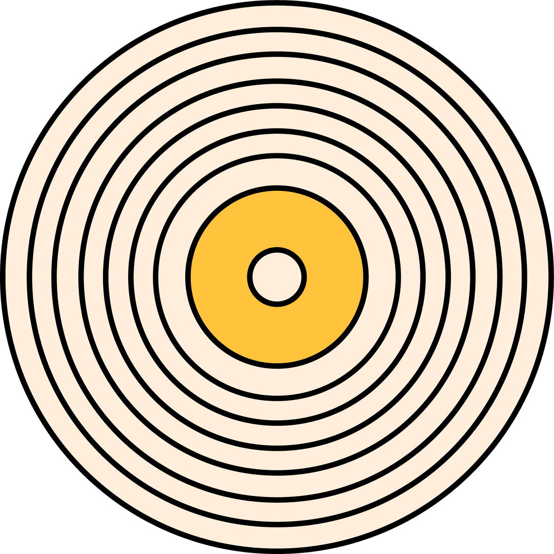 Minimalist Target Motif with Concentric Circles on Transparent Background