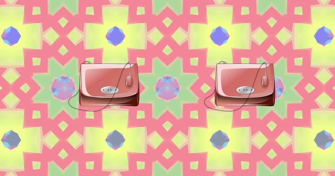 Pink Handbags with Kaleidoscope Background Displaying Fashion Elegance