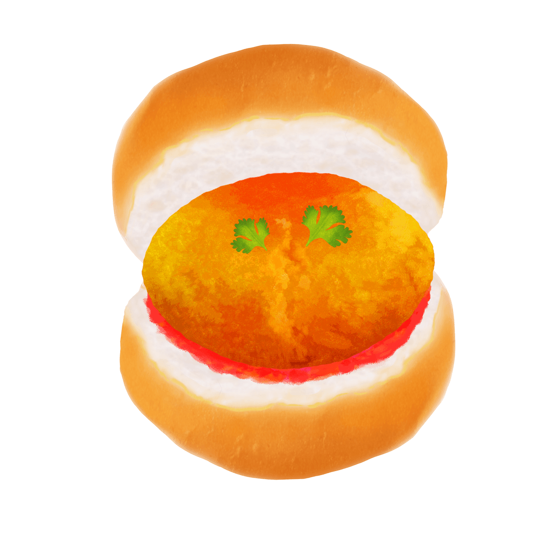 Transparent Vector Burger with Cilantro on Soft Bun, Vivid Food Art