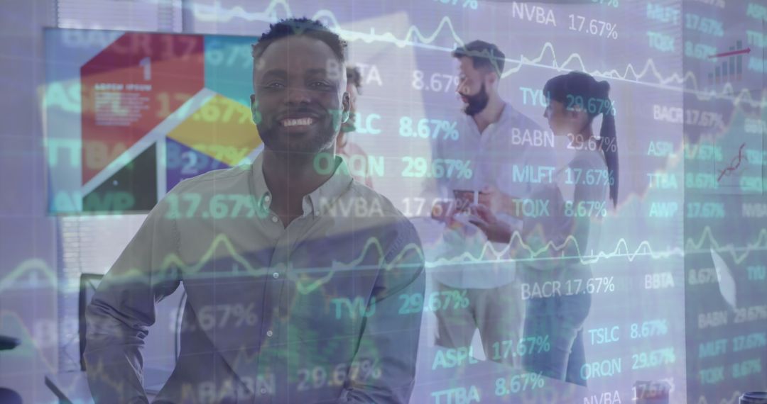 Confident Businessman in Dynamic Financial Office Environment