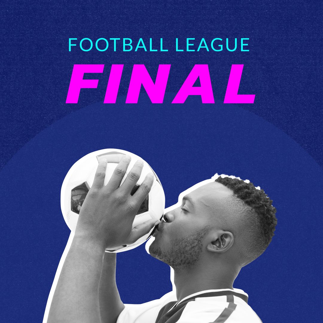 Champion Soccer Player Kissing Football for Victory Concept
