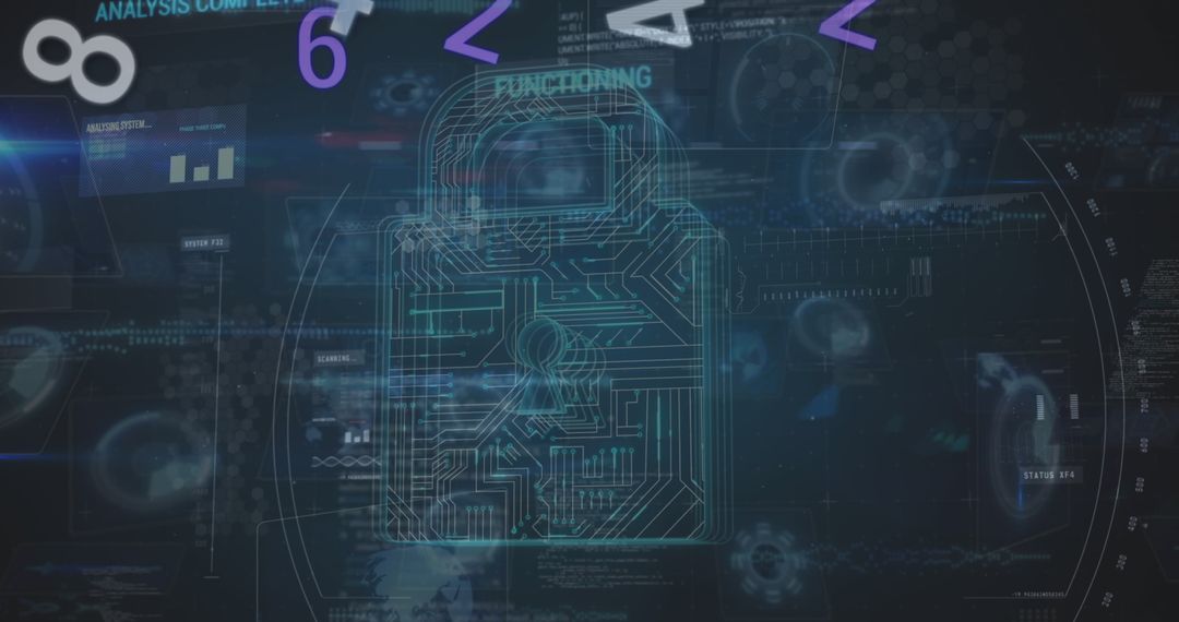 Futuristic Padlock Interfacing Digital Security Themes